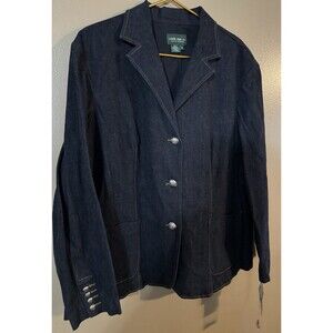 Ralph Lauren Jeans Co. Blazer Dark Blue stretch Denim Jean Jacket Coat Sz 3XL
